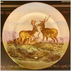 Cauldron England Plate Stag Scene Vintage Elks Decorative Signed Numbered